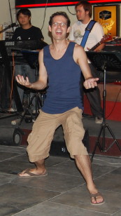 Steve singing, Kanchanaburi