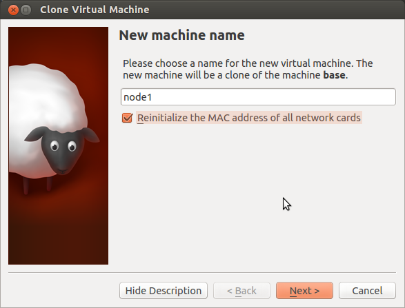 VirtualBox cloning of base VM: Name clone and reinitialize MAC addresses