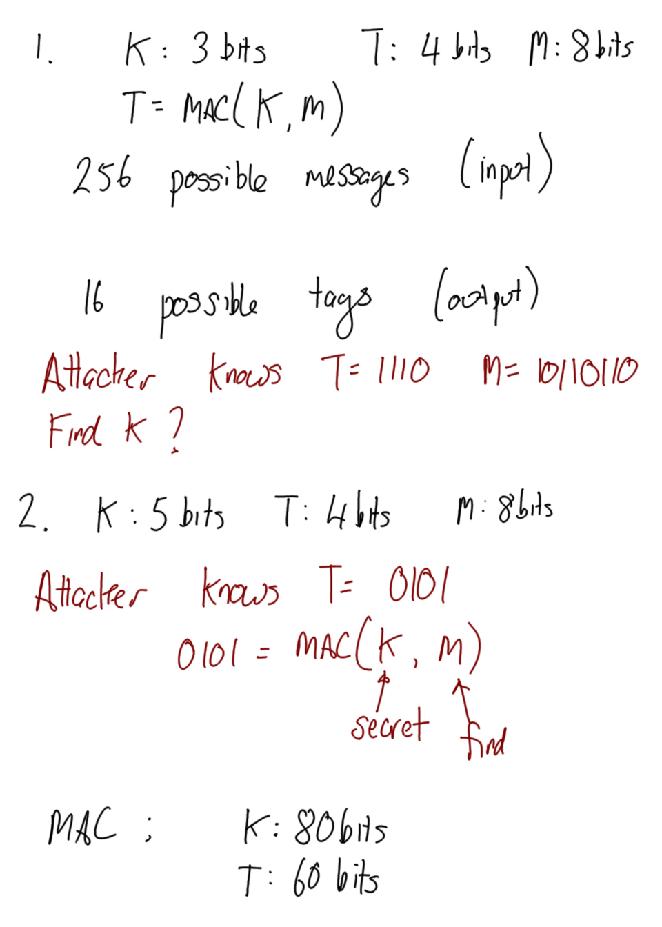 Brute Force Attack on MAC Key and Tag